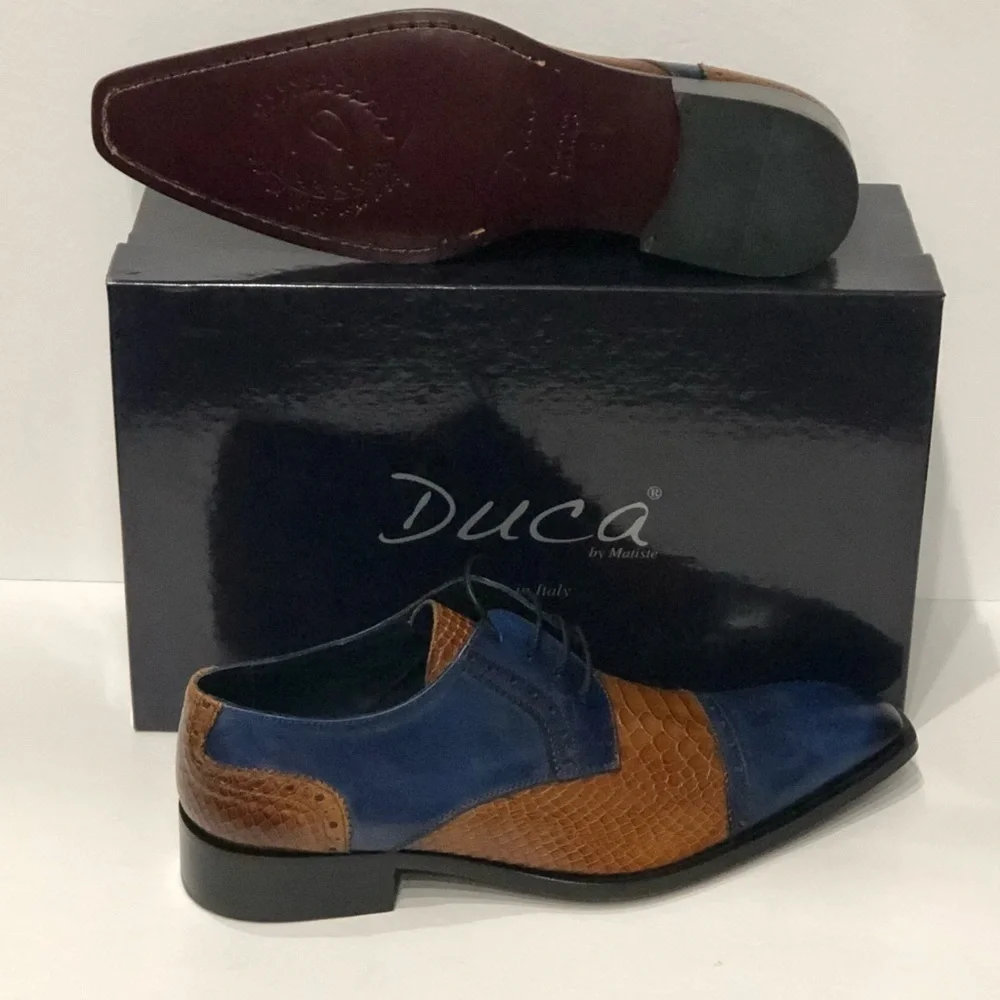Duca Italian shoes blue/cognac oxford captoe